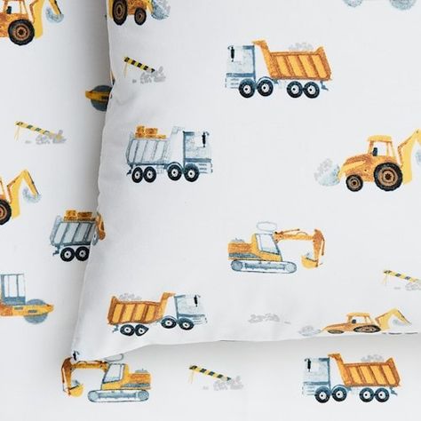 Construction Bedroom, White Sheet Set, Adairs Kids, Construction For Kids, White Sheet, Toddler Boys Room, Construction Theme, Boy Bedroom, Big Boy Room