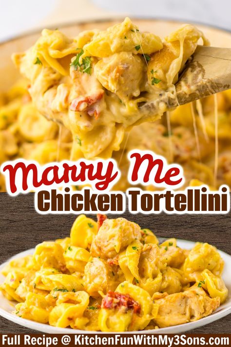 This Marry Me Chicken Tortellini is a quick and tasty dinner perfect for picky eaters and busy weeknights. The luscious, cheesy sauce is filled with delicious flavors — it’s unlikely to have leftovers! Chicken Dinner Ideas For Picky Eaters, Simple Healthy Supper Ideas, Picky Eaters Dinner Ideas, Marry Me Chicken Tortellini Recipe, Marry Me Tortellini, Supper Ideas For Picky Eaters, Chicken Tortellini Recipes, Tortellini And Chicken, Marry Me Chicken Tortellini