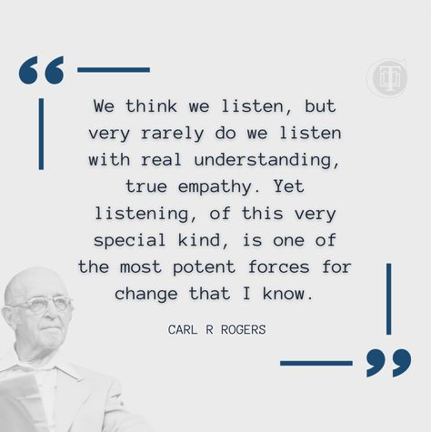 In the heart of every meaningful conversation lies the art of listening – a skill that is especially crucial in the world of counselling.  In counselling, it's not just about hearing words; it's about deeply understanding the emotions, experiences, and perspectives of another. 🧡 True empathy in listening creates a space of trust and safety, where individuals feel seen, heard, and valued. This environment is essential for healing and growth.  #carlrogers #empathyquote #listeningskills The Art Of Conversation, Art Of Listening, Art Of Conversation, Counselling Quotes, Counseling Quotes, Empathy Quotes, The Art Of Listening, Carl Rogers, Meaningful Conversations