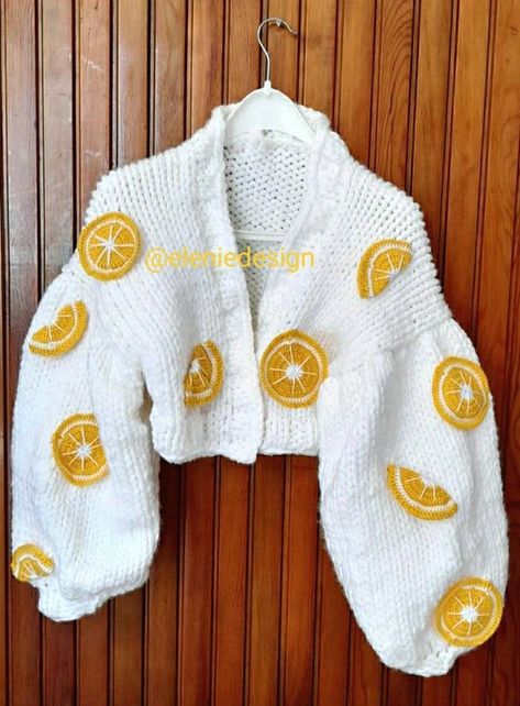 Lemon Cardigan, Balloon Sleeve Cardigan, Gilet Crochet, Cardigan Design, Crochet Fashion Patterns, Chunky Knit Cardigan, Crochet Cardigan Pattern, Crochet Woman, Cardigan Pattern