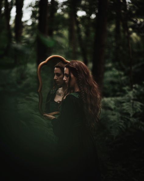 #forest #mirror #moody #magical #ethereal #fairytale #fantasy #woman #ferns Forest Mirror, Ethereal Photography, Fairytale Photoshoot, Fern Forest, Witch Photos, Gothic Photography, Moody Photography, Halloween Photo, Woods Photography