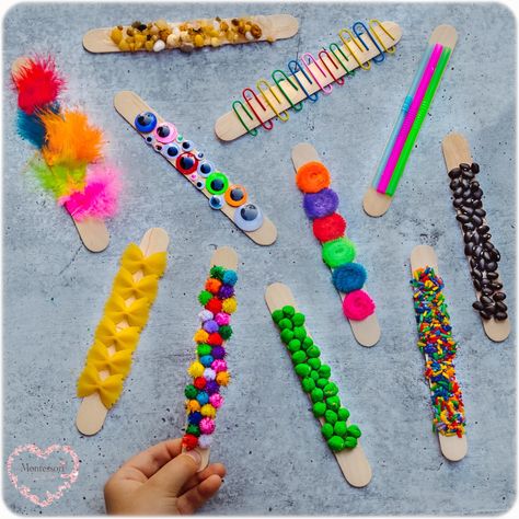 Tactile Activities, Tactile Sensory, Sensory Crafts, Craft Sticks, Winter Activities For Kids, Sense Of Touch, Toddlers And Preschoolers, Montessori Materials, Tape Crafts