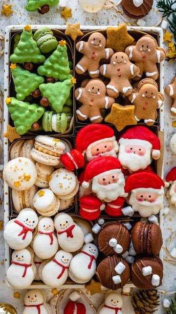 Macaron Fillings Flavors, Christmas Macaron Ideas, Christmas Mini Pies, Christmas Macarons Recipe, Farm Macarons, Santa Macarons, Grinch Macarons, Christmas Macarons Flavors, Snowmen Macarons