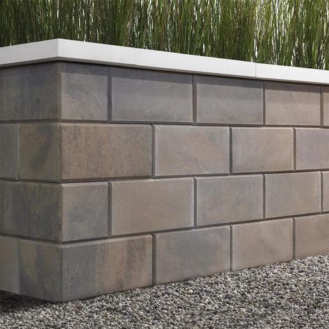 G-FORCE WALL REGULAR SMOOTH CHAMPLAIN GREY | Techo-Bloc Garden Retaining Wall, Outdoor Water Feature, G Force, Fire Features, Dream Backyard, Wall Systems, Terrace Garden, Store Signs, Grey Tones