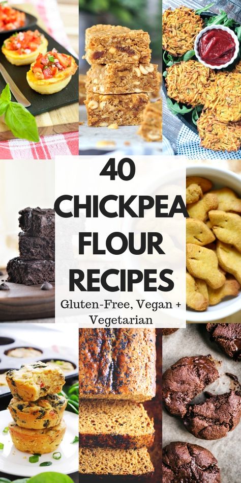 From bread to cookies to pizza to omelettes to falafel to classic Indian fare, we’ve got you covered with the ultimate guide to vegan, vegetarian and gluten-free Chickpea Flour Recipes! Whether you’re in the mood for baking or want a new savory dish to try, the health benefits and ease of cooking with chickpea (a.k.a. garbanzo bean) flour will be certain to win you over! Chickpea Flour Recipes, Garbanzo Bean Flour, Bean Flour, Vegan Peanut Butter, Chickpea Recipes, Vegan Bread, Chickpea Flour, Flour Recipes, Bean Recipes