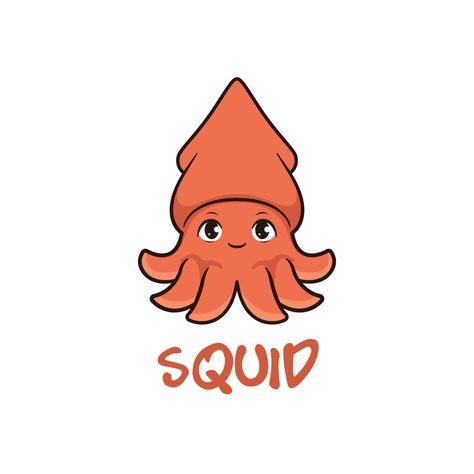 Cute squid cartoon, mascot logo design Squid Logo Design, Cartoon Squid, Squid Logo, Logo Produk, Cute Squid, Skincare Design, Squid Fish, Octopus Drawing, Mascot Logo Design