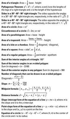 Praxis Core, Math Cheat Sheet, Geometry Formulas, College Math, Math Tutoring, Geometry High School, College Algebra, Math Tutorials, Math Help