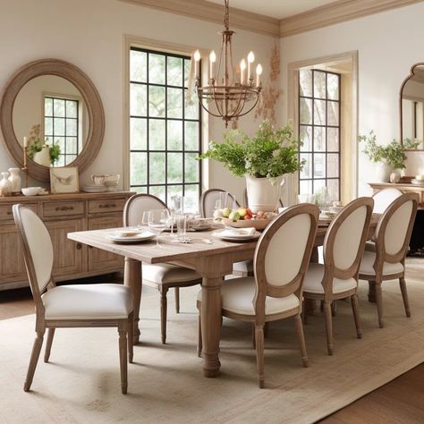 How to Create a French Country Dining Room - Girl Who Travels the World Dining Room Design French Country, French Contemporary Dining Room, French Dining Table And Chairs, French Dining Room Ideas, Modern French Country Dining Room, Formal Dining Room Table Decor, Southern Dining Room, European Dining Room, French Country Dining Room Table