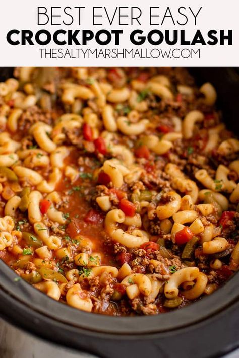 Dinner Ideas Beef, Goulash Slow Cooker, Crockpot Goulash, Marshmallow Recipes, The Salty Marshmallow, Salty Marshmallow, Potato Soup Crock Pot, Goulash Recipes, Food Dinner