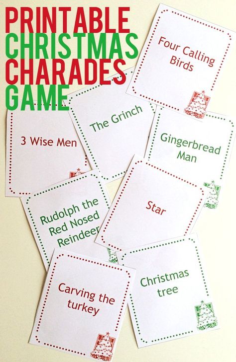 Christie Burnett of Childhood 101 gives this classic guessing game a seasonal update with these nifty (and free!) printable cards.   - WomansDay.com Christmas Charades Game, Christmas Charades, Jul Mad, Charades Game, Christmas Freebie, Xmas Games, Printable Christmas Games, Kids Christmas Party, Christmas Sweater Party