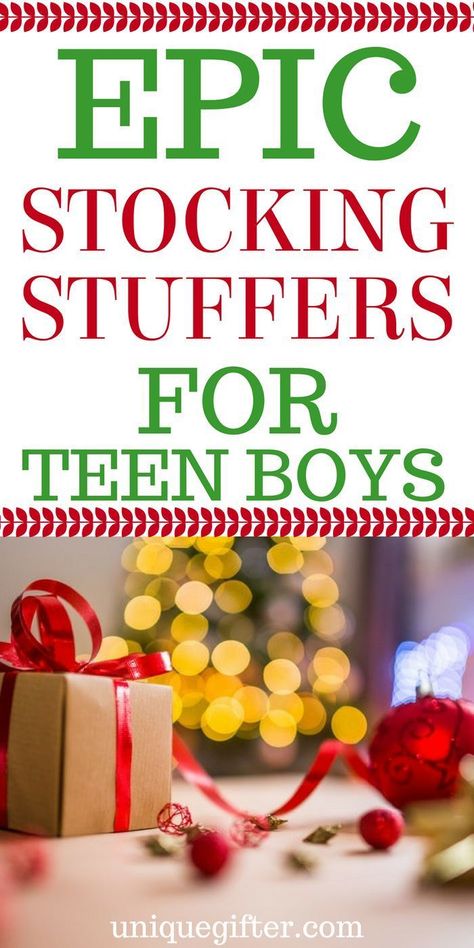 Stocking Stuffers for Teen Guys | Stocking Ideas for Male Teens | Christmas Stocking Fillers for Teenage Boys | What to get a teenager for Christmas | Holiday presents for a teen guy | Tween Gift Guide | Cheap & Creative Ideas | Kids Gifts | Budget Fun Teenager Stocking Stuffers, Stocking Stuffers For Boys, Stocking Stuffers For Teens, Stocking Ideas, Diy Stocking Stuffers, Diy Stockings, Gifts For Guys, Gifts For Teen Boys, Handmade Stocking