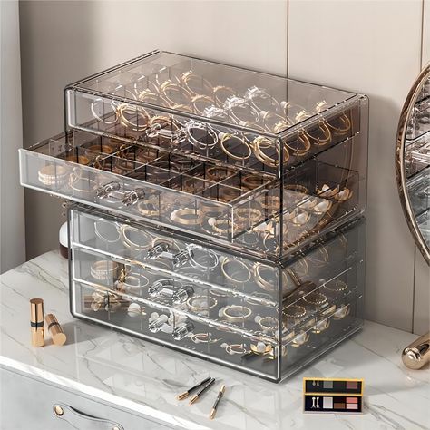 PRICES MAY VARY. Large Capacity: Approximate Dimensions: 9.5''Lx5.5''Wx4.2''H,3 drawers and 72 grids. each compartments size 1.38 x 1.38inch. Keep all your earrings organized and at your fingertips. Dust-Proof Design: Clear acrylic earring storage with lid can beautifully display your jewelry and can also keep your precious jewellery free from dust and tangles. Acrylic Jewelry Box: This jewelry box is made of transparent clear acrylic, beautiful and durable, attractive, stylish and sturdy.Drawer Jewellery Organisation, Jewelry Closet, Jewellery Storage Display, Compartment Organizer, Ring Organizer, Jewelry Organizer Storage, Acrylic Storage, Organizer Jewelry, Earring Storage