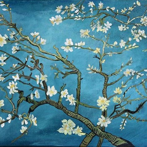 Van Gogh art, Blossoming Almond Tree, acrylic reproduction Can Gogh Almond Blossom, Van Gogh Tree Painting, Almond Tree Drawing, Almond Tree Tattoo, Van Gogh Cherry Blossoms, Van Gogh Blossom, Van Gogh Tree, Almond Tree Blossom, Almond Blossom Painting