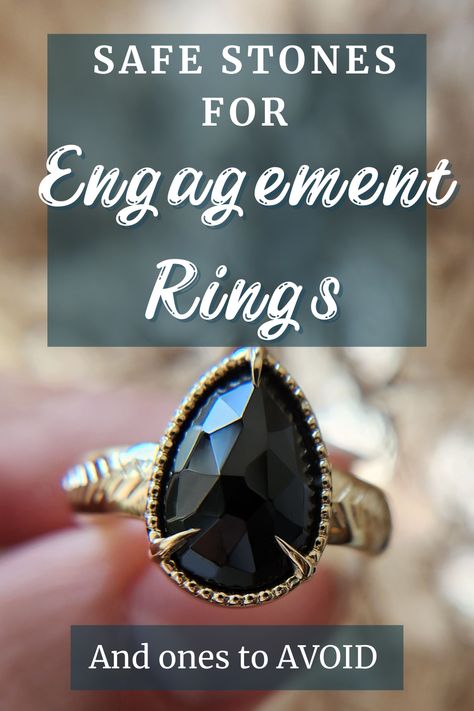 Choosing a durable stone is crucial when searching for the perfect engagement ring. While clear diamonds have been the most traditional choice for engagement rings, there are plenty of other options that make a beautiful and unique statement. Let's explore some great alternative stone options appropriate for engagement rings VS. (contrary to some trends) ones to definitely AVOID! No Diamond Engagement Ring Stones, Stones For Engagement Rings Meaning, Best Engagement Ring Stones, Semi Precious Stone Engagement Rings, Wedding Rings That Aren’t Diamonds, Non Engagement Rings For Women, Affordable Vintage Engagement Rings, Diamond Ring Alternative, Crystals For Engagement Rings