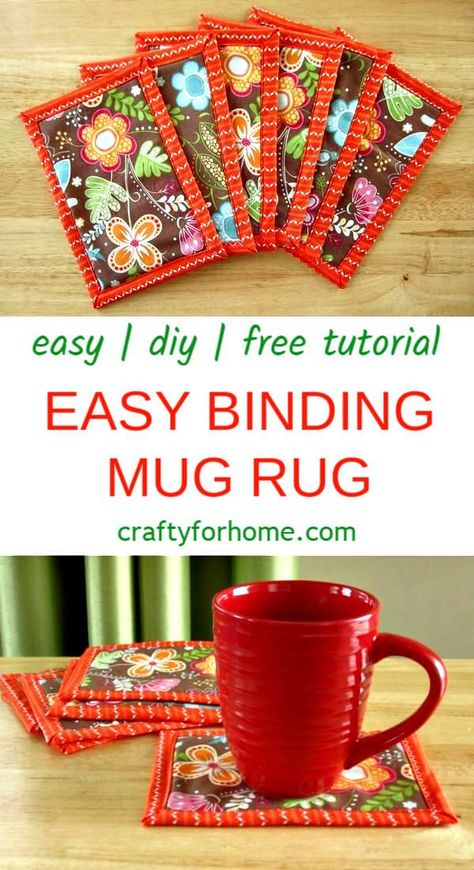 Mug Rug Tutorial, Creeper Minecraft, Binding Tutorial, Mug Rug Patterns, Diy Mugs, Beginner Sewing Projects Easy, Small Sewing Projects, Christmas Sewing, Mini Quilts