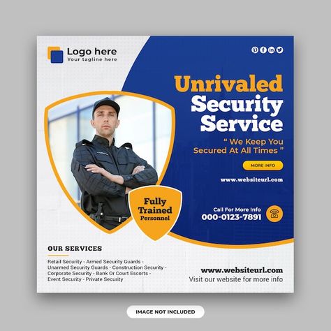 PSD security services and private securi... | Premium Psd #Freepik #psd #security-banner #security-services #safe #safety-security Security Creative Ads, Security Post Design, Security Graphic Design, Security Branding, Logo Sara, Security Post, Armed Security Guard, Service Poster, Security Uniforms