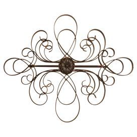 Scrolling metal wall decor with a center floral-inspired accents.  Product: Wall decorConstruction Material: MetalColor: BronzeDimensions: 29" H x 35.5" W x 2.25" DCleaning and Care: Wipe with clean cloth Scroll Wall Art, Wall Decor Hobby Lobby, Medallion Wall Decor, Warm Decor, Iron Wall Decor, Fabric Bolts, Framed Mirror Wall, Wood Wall Decor, Iron Wall