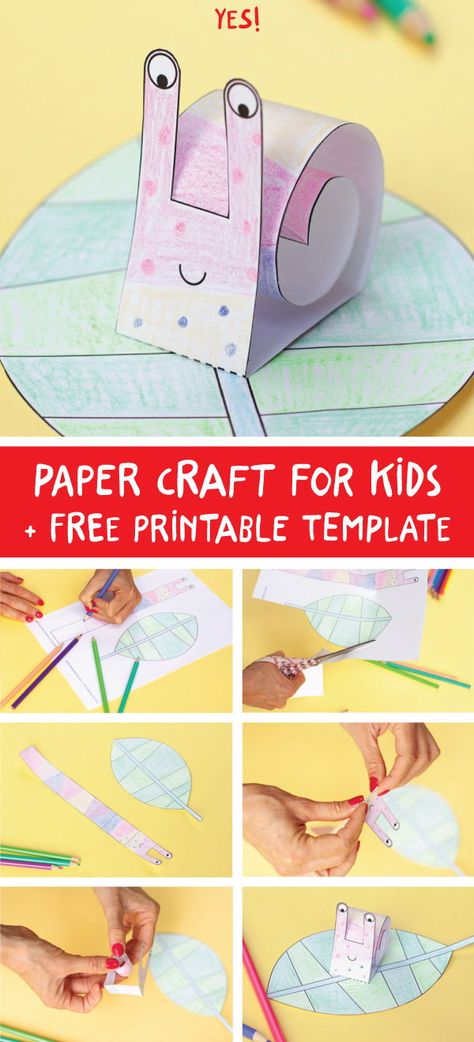 Daycare Crafts Printable, Printable Crafts For Kindergarten, Printable Crafts For Preschoolers, One Page Craft, Spring Crafts Printable, Art And Craft Template, Snail Paper Craft, Easy Printable Crafts, Bug Templates Free Printable