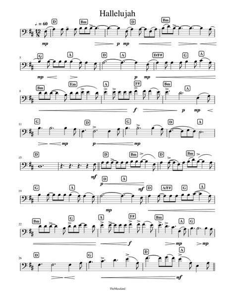 Download and print in PDF or MIDI free sheet music for Hallelujah by Leonard Cohen arranged by TheMasaland for Cello (Solo) Free Cello Sheet Music, Cello Sheet Music For Beginners, Cello Music Sheet, Cello Notes, Cello Teaching, Hallelujah Sheet Music, Violin Learning, Cello Lessons, Viola Music