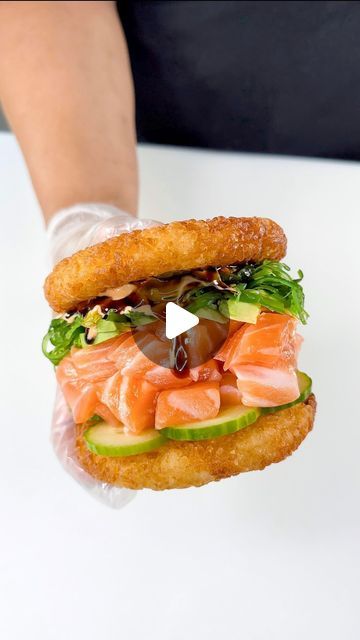 WΛVE 波 Asian Bistro & Sushi on Instagram: "SALMON SUSHI BURGER 🍣🍔 Did you know we have all of your favorite sushi creations in one convenient location?! How far would you travel? ✈️🍣🌊 and when you get here, which item are you ordering first?! 😍" Sushi Burger, Asian Bistro, Salmon Sushi, June 30, Did You Know, Travel, On Instagram, Instagram