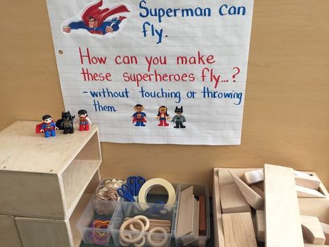 I love this provocation that has been set up in this block area!  https://thecuriouskindergarten.blog/2018/02/06/the-super-hero-inquiry-project/ Playdough Provocations, Superhero Kindergarten, Superhero Preschool, Superhero Camp, Super Hero Activities, Super Hero Games, Inquiry Project, Super Hero Day, Welcome To Kindergarten