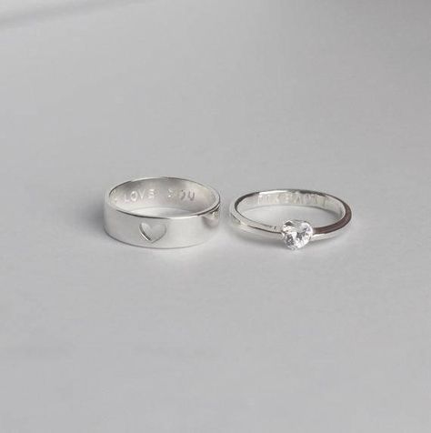 Couple Ring Set Promise Rings For Couples His And Her | Etsy Matching Promise Rings, Cute Promise Rings, Rings For Couples, Promise Ring Set, Rings Ideas, Promise Rings For Couples, Couples Ring Set, Gold Diamond Wedding Band, Best Engagement Rings