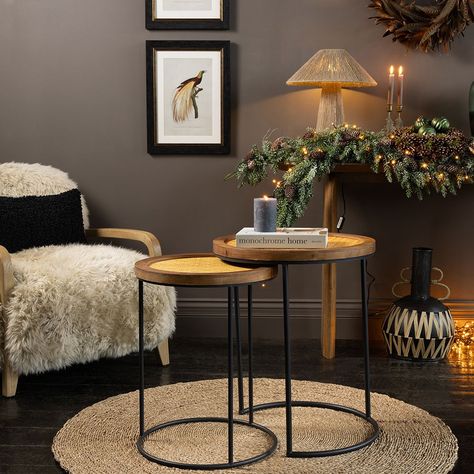 Nesting tables, particularly in smaller spaces, are the saving grace of the interiors world. Practical, stylish and endlessly versatile, they're also a great perch for Santa's midnight snack. 🎅🏼🍪 🛒: Virginia nesting tables Metal Nesting Tables, Nesting Side Tables, Rattan Style, Go Browns, Rattan Side Table, Nesting Table, Scandi Boho, Tall Table, Coffee Table Styling