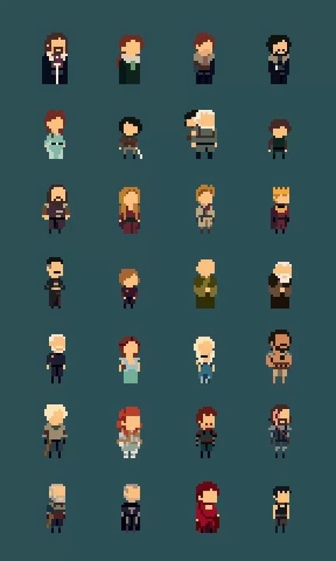 Game of Thrones Pixel Art Character Design, 8 Bit Pixel Art, How To Pixel Art, Image Pixel Art, Piskel Art, 8 Bit Art, Art Character Design, Pixel Characters, Pixel Animation