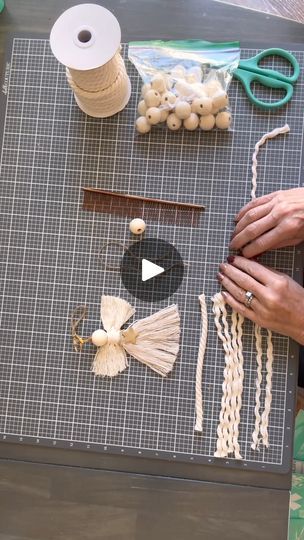 Wooden Bead Angel, Macrame Angel Ornament Tutorial, Yarn Angels Ornaments, Twine Ornaments Diy, Ribbon Angels How To Make, Wooden Bead Crafts, Macrame Angel Tutorial, Angels Macrame, Wooden Bead Ornaments