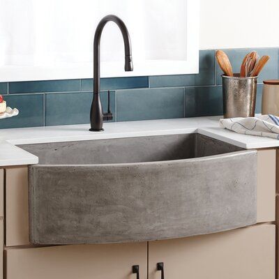 Native Trails Farmhouse 33" x 36" Farmhouse/Apron Kitchen Sink | Wayfair Concrete Farmhouse Sink, Concrete Kitchen Sink, Concrete Farmhouse, Farm Style Kitchen, Curved Kitchen, Apron Front Kitchen Sink, Fireclay Farmhouse Sink, Kitchen Ornaments, Apron Sink Kitchen