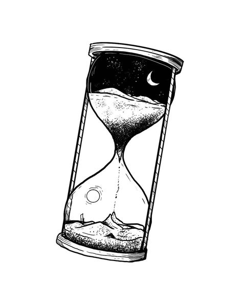 Egg Timer Tattoo Design, Sand Hourglass Drawing, Sand Watch Illustration, Time Design Art, Hourglass Tattoo Outline, Sand Watch Drawing, Tattoo Sand Clock, Sand Time Tattoo, Inktober 2023 Dream