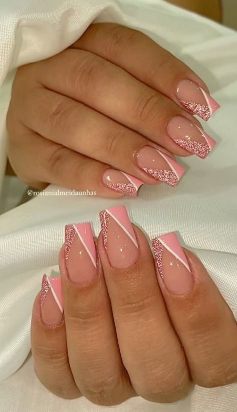 Pink Nails Ideas Coffin, Formal Nail Designs Classy, Hot Acrylic Nails, Acyrilics Nails Ideas, Acrylic Nail Designs Pink, Cute Wedding Nails, Fancy Pink Nails, Simple Birthday Nails, Nails With Design Ideas