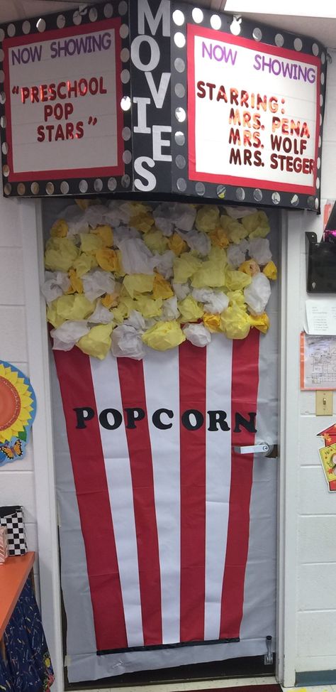 Teacher Appreciation Door Decoration. Hollywood Theme Hollywood Teacher Appreciation, Teacher Appreciation Door, Teacher Appreciation Door Decorations, Movie Theater Theme, Hollywood Theme Classroom, Teacher Door Decorations, Deco Cinema, Teacher Appreciation Doors, Movie Themed Party