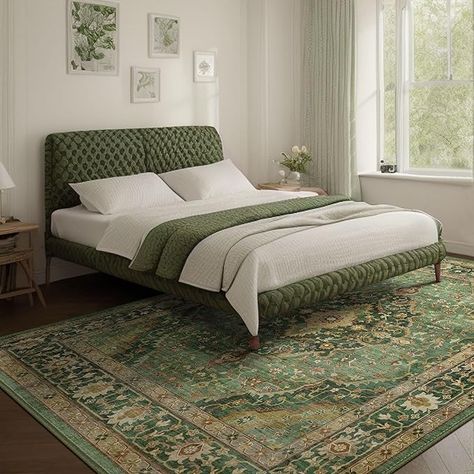 Amazon.com: Deerly Green Rug 8x10 Area Rug for Living Room Bedroom Washable Rugs Large Boho 8x10 Rug for Dining Room Carpet Non-Slip Distressed Carpet Rugs Print Floor Rug(Border Green) : Home & Kitchen Big Rugs Bedroom, Priscilla Bedroom, Forest Green Bedroom Decor, Hippy Rug, Green Carpet Bedroom, Warm Boho Bedroom, Green Bedroom Rug, Green Rug Bedroom, Green Rug Living Room