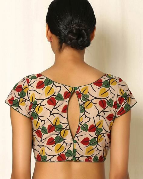 Buy Multicoloured Indie Picks Kalamkari Block Print Cotton Blouse Kalamkari Blouse Designs, Blouse Back Neck Design, Back Neck Design, Blouse Back Neck, Kalamkari Blouse, Boat Neck Blouse Design, Cotton Saree Blouse Designs, Cotton Blouse Design, Blouse Designs Catalogue