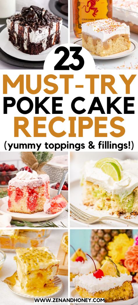 Best Poke Cake Recipes – If you love making poke cakes, you have to read on this amazing selection of the best poke cakes ever! From refreshing pineapple poke cake to decadent chocolate poke cake, and festive holiday poke cake recipes, you will find something for your choosing! Jell-o poke cakes, pudding poke cakes, poke cakes with sweetened condensed milk, Oreo poke cake, best easy poke cake. Dessert cakes. Poke Cake Box Cake, Ultimate Chocolate Poke Cake With Marshmallow Fluff, Gluten Free Jello Poke Cake, Poke Cake Recipes With Pudding, Dreamcycle Poke Cake, Poke Cake Filling, Poke Cake With White Cake, Cake With Condensed Milk Poke, Coconut Poke Cake From Cake Mix Boxes