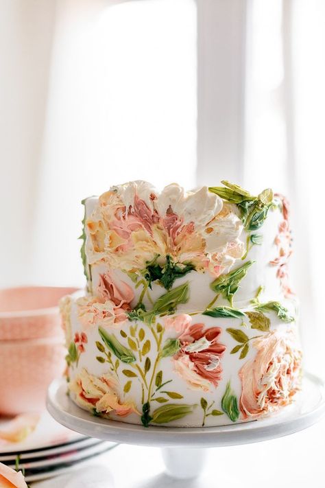 Tårta Design, Torte Creative, Minimalist Cake, Torte Cupcake, Painted Cakes, Pretty Birthday Cakes, Floral Cake, Spring Recipes, Pretty Cakes