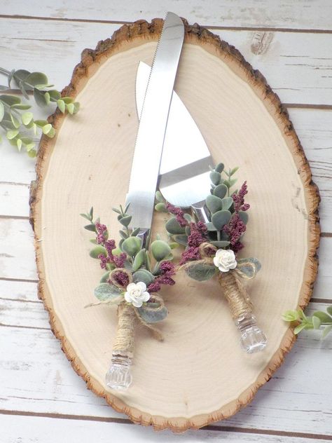 Wedding Knife Decoration, Wedding Cake Knife Decoration, Eucalyptus Wedding Cake, Botanical Cake, Wedding Cake Knife And Server, Wedding Cake Serving Set, Wedding Cake Server Set, Wedding Cake Servings, Wedding Cake Knife