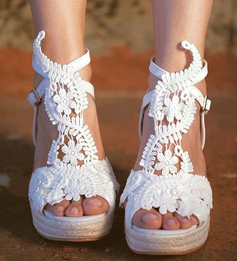 Wedding Platform, Boho Wedding Shoes, Wedding Shoes Bridesmaid, Wedding Wedges, Wedding Shoes Sandals, Lace High Heels, Wedge Wedding Shoes, Beach Wedding Shoes, Wedding Shoes Lace