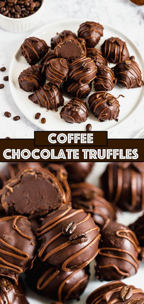 Easy Coffee Chocolate Truffles | Queenslee Appétit Coffee Mousse Truffles, Chocolate Coffee Truffles, Ganache Filled Chocolates, Coffee Truffles Easy, Mocha Truffles Recipe, Coffee Chocolate Recipes, Coffee Ganache Filling, Filling For Chocolates, Coffee Truffles Recipe