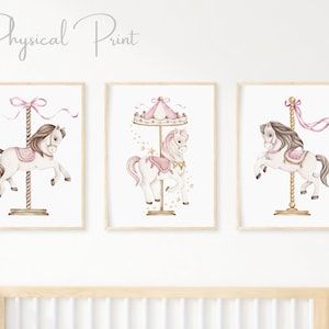 Carousel Watercolor, Horses Nursery, Carousel Nursery, Horse Room Decor, Pink Carousel, Horse Nursery, Horse Room, Nursery Art Girl, Create Decor