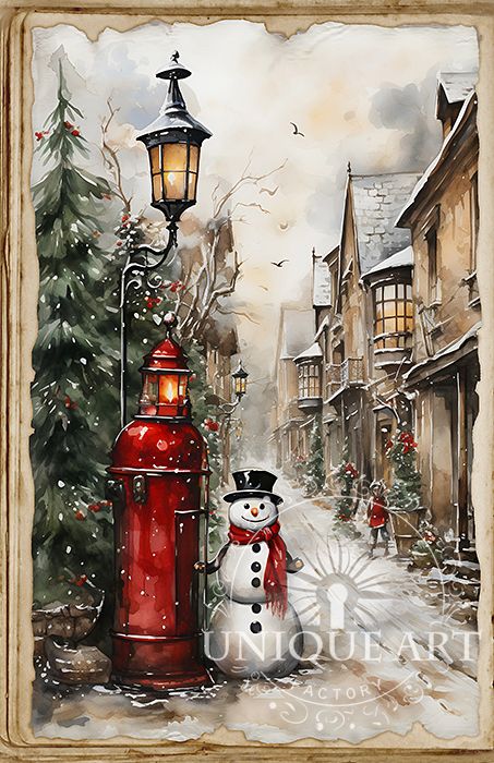 Winter Art Painting Vintage Christmas, Christmas Scenes Wonderland Vintage, Christmas Village Art, Christmas Street, Christmas Photo Album, Japan Illustration, Christmas Vignettes, Rasy Koni, Bunny Painting