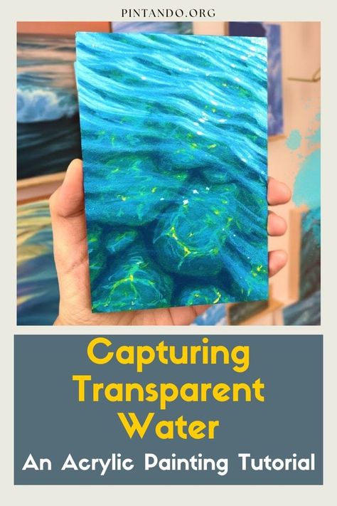 In today's tutorial, we will delve into the captivating world of painting transparent water using acrylics. Whether you're an enthusiastic beginner or an experienced artist looking to refine your skills, this step-by-step guide will empower you to master the mesmerizing art of depicting translucent water on canvas. Painting water, with all its intricate reflections, refractions, and ethereal qualities, can seem challenging at first. However, armed with the right techniques and a willingness... How To Make Water, Reflection Painting, Acrylic Tutorials, Painting Water, Water Reflections, Acrylic Painting Tutorials, Art Diary, Rock Painting Art, Water Painting