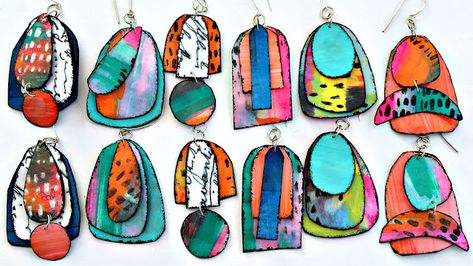 Paper Jewelry Diy How To Make, How To Make Paper Jewelry, Diy Paper Earrings, Diy Jewelry From Recycled Materials, Paper Earrings How To Make, Paper Jewelry Diy, Newspaper Earrings, Magazine Jewelry, Mark Montano