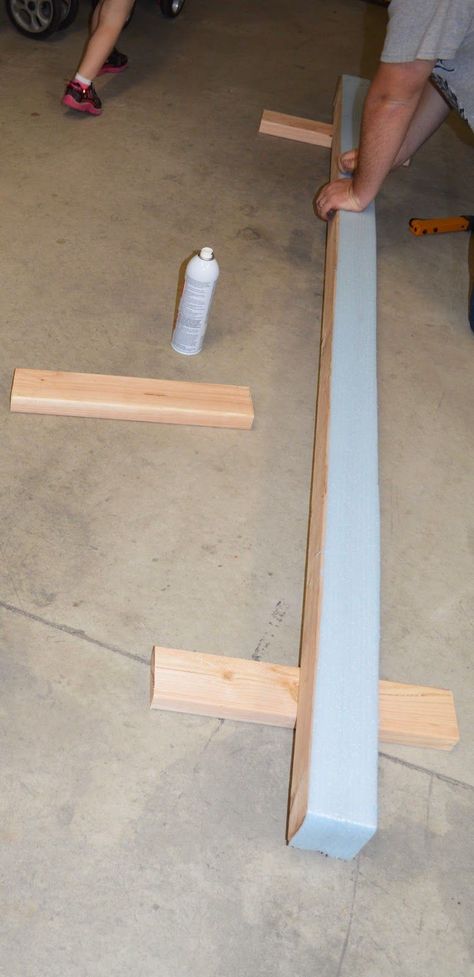 DIY Balance Beam - The Keeper of the Cheerios Diy Balance Beam, Holidays Treats, Gymnastics Balance Beam, Gymnastics Beam, Crafts For The Home, Gymnastics Room, Basement Playroom, Balance Beam, Toddler Rooms