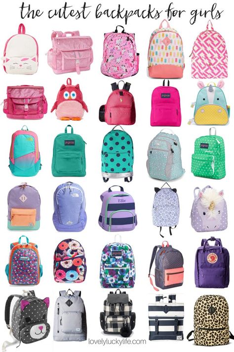 back to school! cute backpacks for girls - not a character backpack in the bunch! // lovelyluckylife.com Toddler Girl Backpack, Girls Backpack Kids, Cute Small Purse, Cute Backpacks For School, Character Backpack, Backpacks For Girls, Backpacks School, Kindergarten Backpack, Stylish Backpack