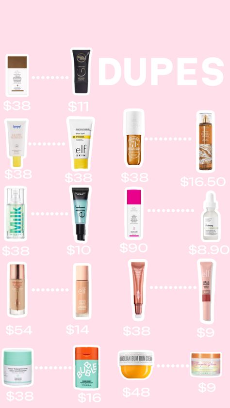 #doop #dupealert #dupesssss #makeup #skincare Good Drugstore Skincare, Cheap Good Skincare Products, Cheap Wishlist Ideas, Makeup Dups, Cheap Makeup Products, Drugstore Skincare Routine, Preppy Makeup, Makeup Favorites, Makeup Order