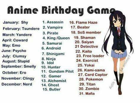 Clingy Detective. Birthday Scenario Game, Scenario Game, Birthday Scenario, Anime Birthday, Anime Zodiac, Name Games, Kaichou Wa Maid Sama, Funny Names, Me Anime