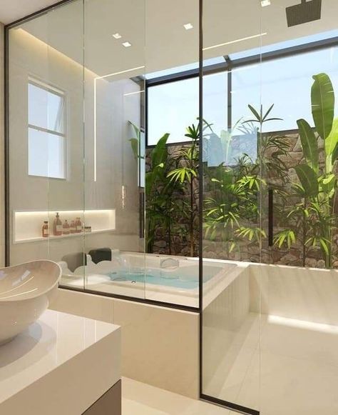 Bathroom Design Jacuzzi, Luxury Bathroom With Jacuzzi, Modern Bathroom Design With Jacuzzi, Big Bath Tub Ideas, Master Bathrooms Luxury Spa, Luxury Bathroom Master Baths 2023, Bathroom Design With Jacuzzi, Jacuzzi In Bathroom, Jacuzzi Bathroom Luxury