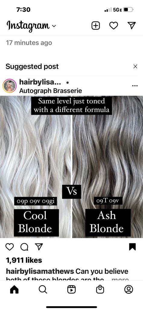 Ashy Blonde Toner Formula, Cool Blonde Shades Eq Formula, Ash Blonde Toner Formula, Ashy Blonde Shades Eq Formula, Shades Eq Silver Toner Formulas, Shades Eq Grey Toner Formulas, Silver Hair Color Formula, Cosmetology Tips, Haircolor Formulas